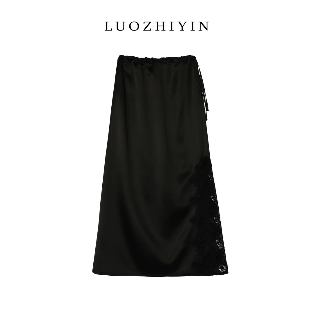 LUOZHIYIN/罗知音D212342F【100醋酸】系带极简中高腰半身裙