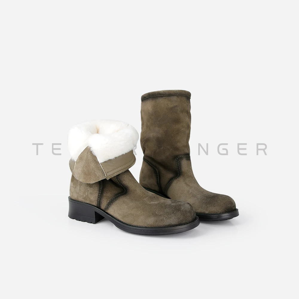 Tender Jinger｜线下专供 复古擦色羊毛保暖中筒靴 M251024