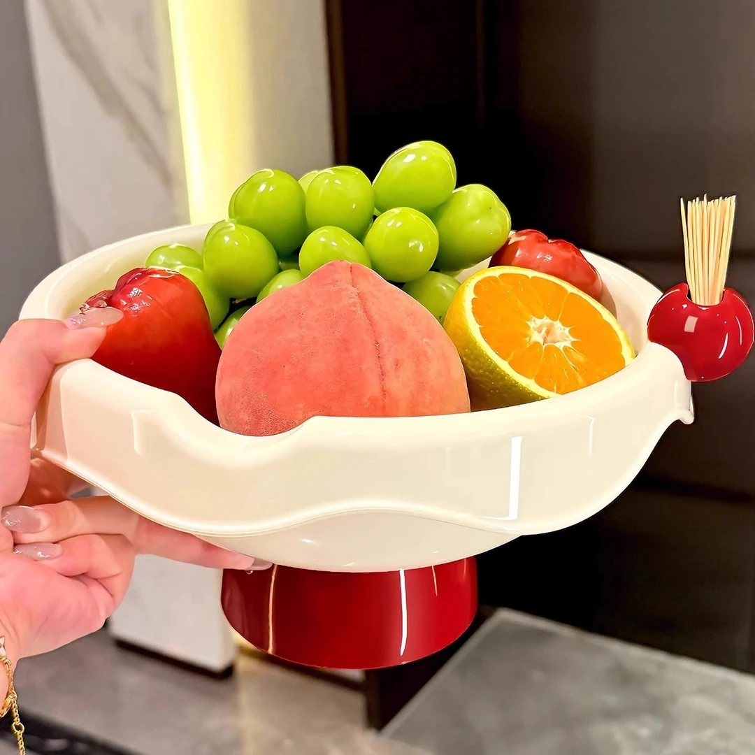 家用水果盘客厅新款高颜值沥水果盆高端精致茶几糖果零食干果盘