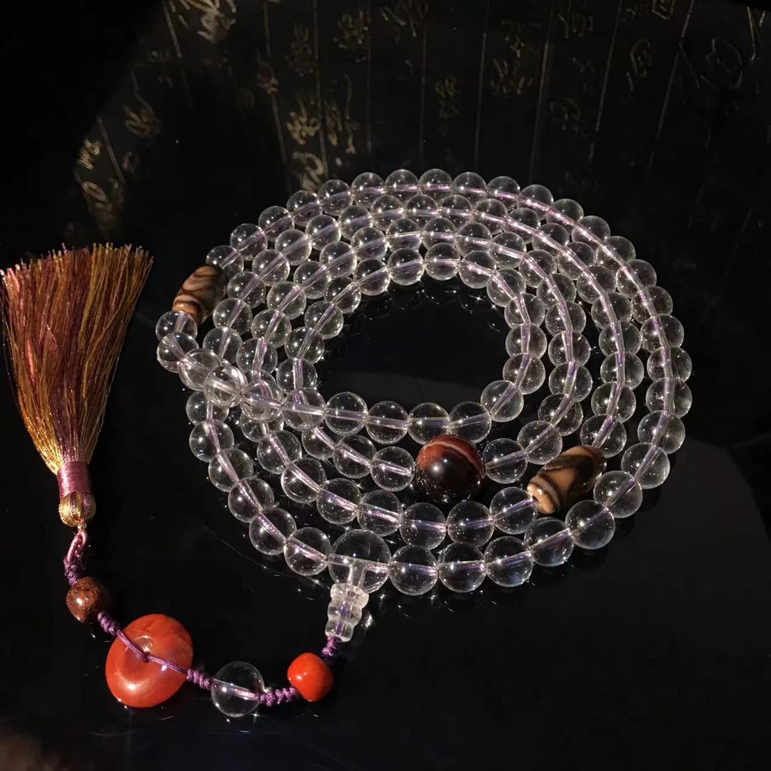 白水晶颈饰108斜挎SJ-JS056白水晶108造型平安扣造型多样性发一