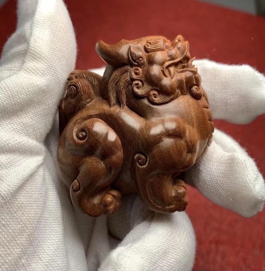 1.8貔貅横纹黑肉高货保真印度迈索尔老山檀香湘工手工高货