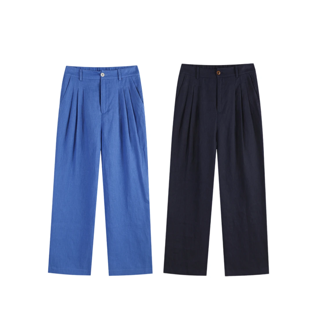 1828 黄金亚麻藏肉神裤盛夏必入垂感阔腿裤清爽超轻文艺十分长裤