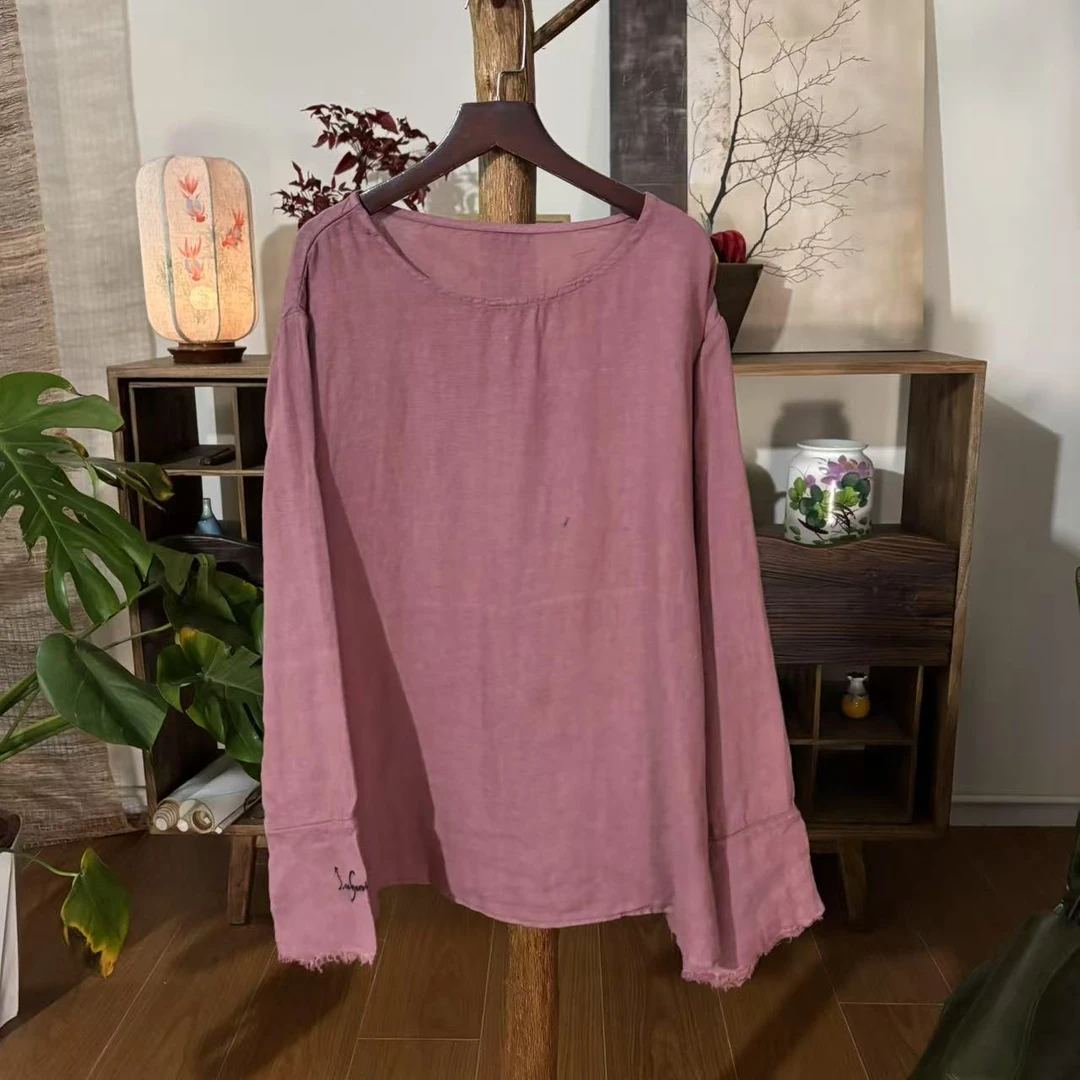 【大梅子推荐】设计款亚麻刺绣上衣X5779B