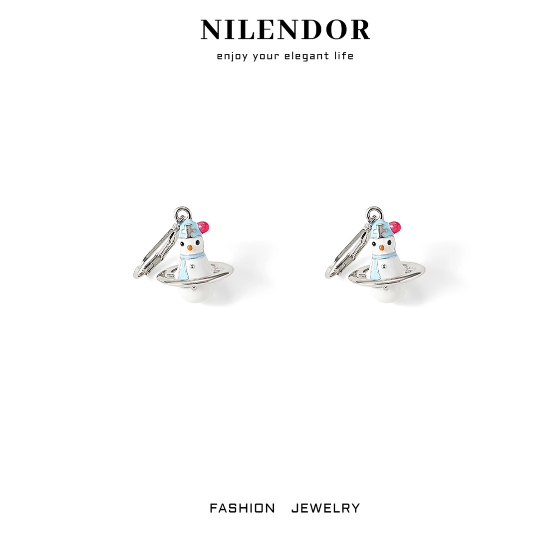 铜合金耳饰  ES-413时尚精致可爱小雪人耳环