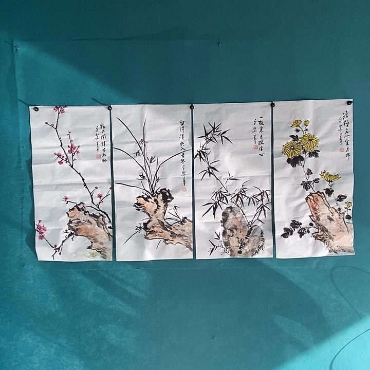 国画四尺四开手绘花鸟作品