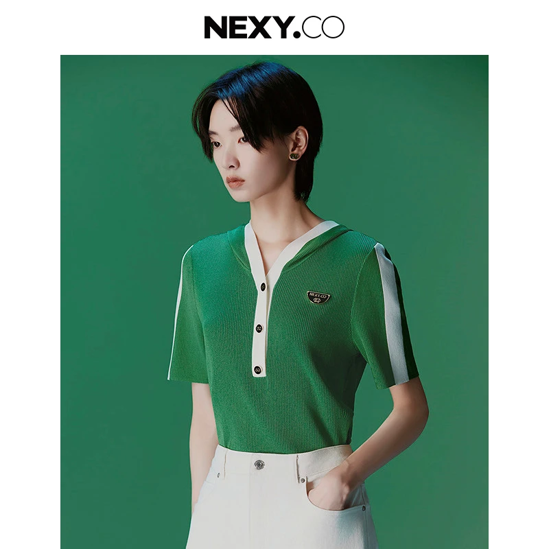 【晨粉专享价】NEXY.CO/奈蔻针织衫|时尚感|日常通勤|绿色XZ02459I6