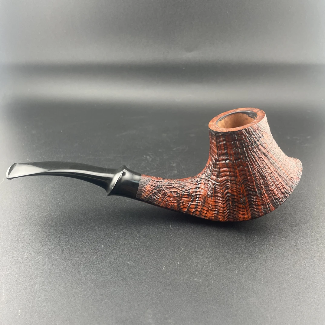 手工喷砂水波纹自由式火山烟斗（20*48）