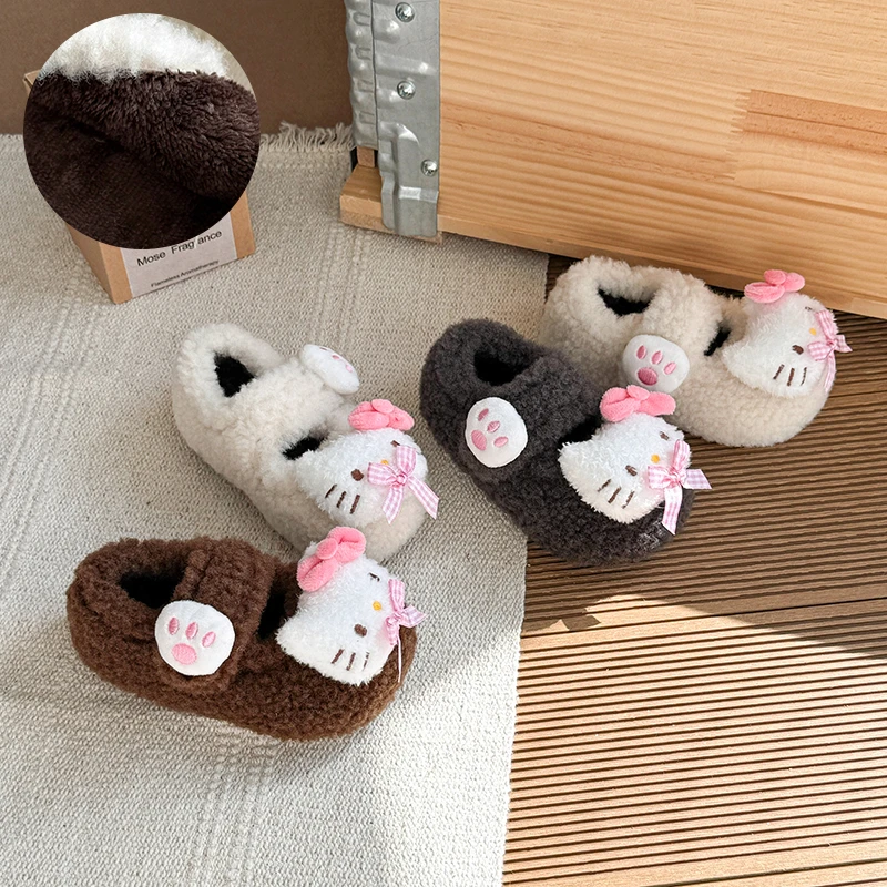 儿童鞋子2025冬季新款女童可爱猫咪小脚印棉鞋女孩软底加绒毛毛鞋