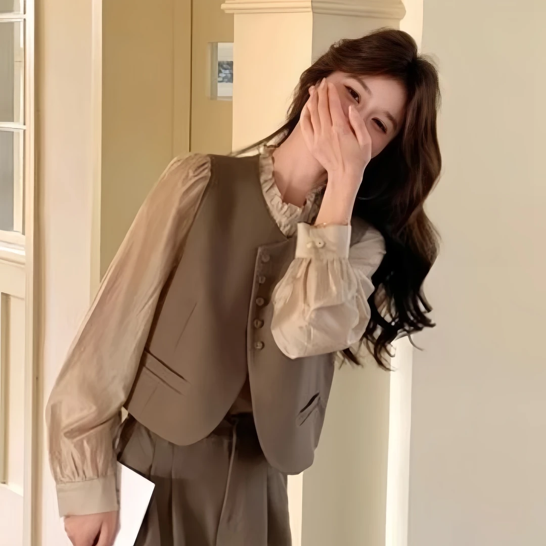 韩系休闲百搭御姐风小香风高级感马甲女春秋季2025新款气质时尚