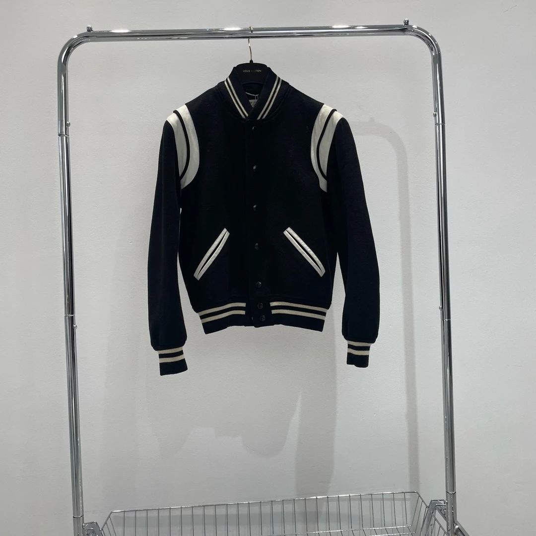 99新 YSL/圣罗兰 经典黑白棒球服 外套YY00174尺码46/48/50