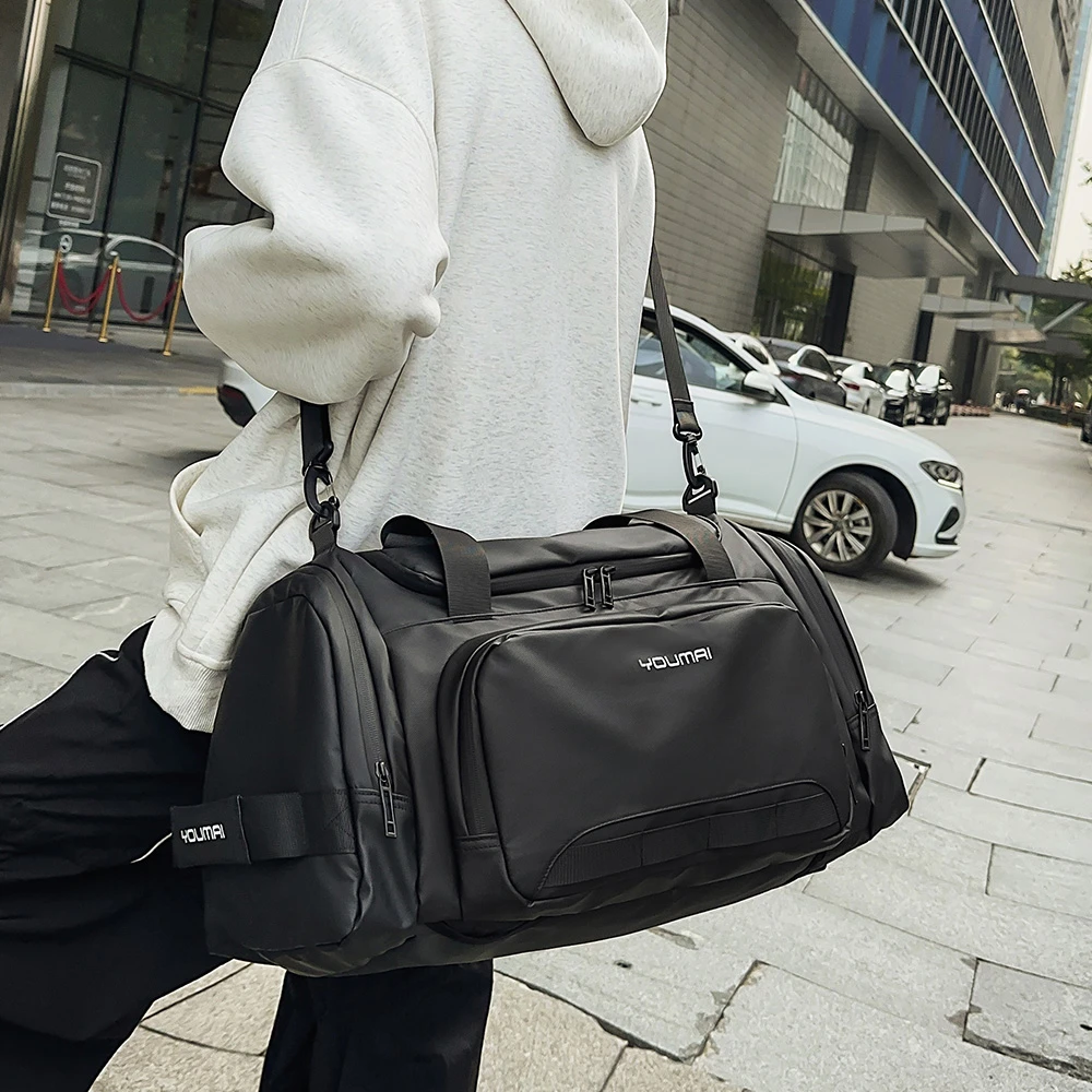 男士短途旅行包男款大容量学生收纳背包手提行李袋运动健身包