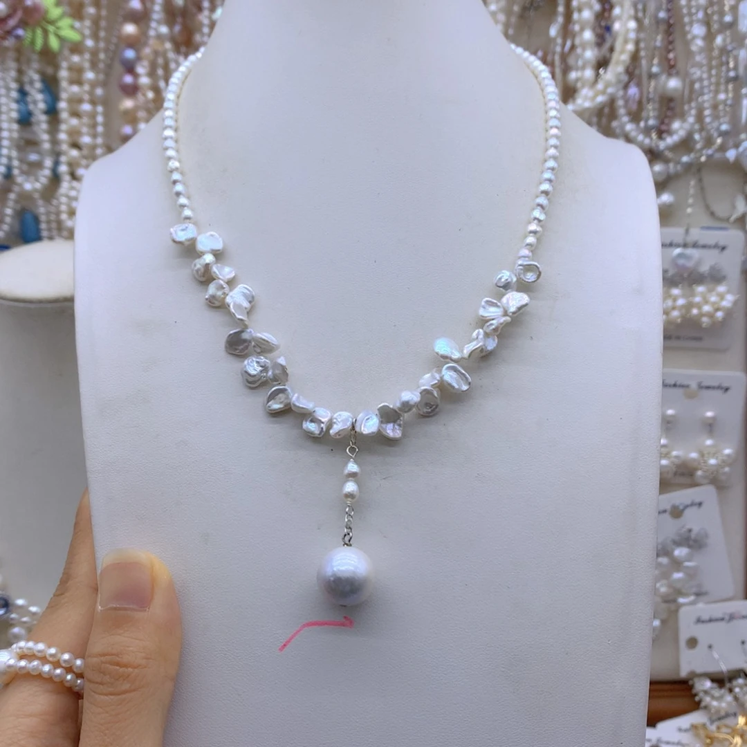 紫***飞合金淡水珍珠项链耳饰