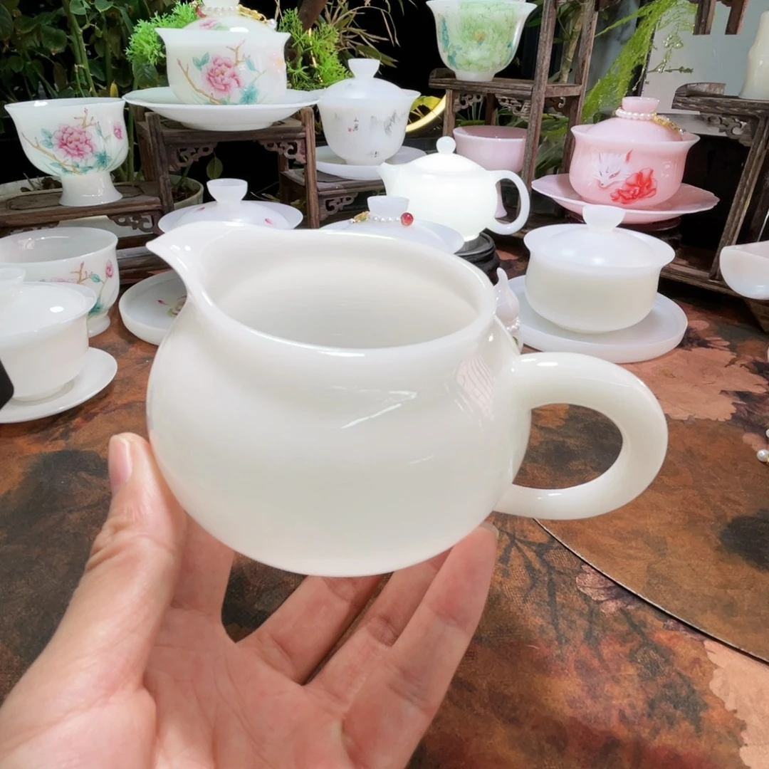 璞玉釉烧带把公道杯