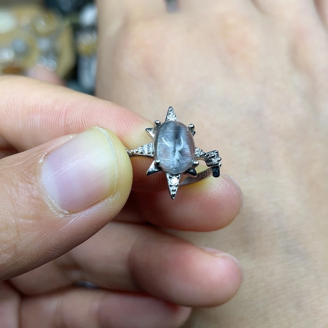 【闪购商品】银S925镶嵌珠宝半成品水晶戒指
