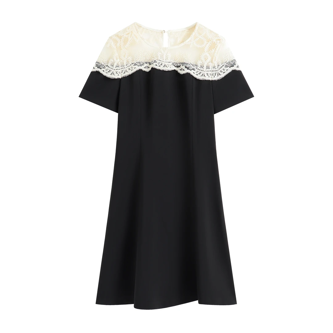 【南油畅姐】夏季新款蕾丝小黑裙收腰赫本风显瘦气质连衣裙裙子
