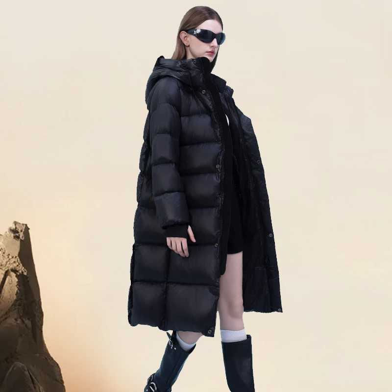 男女同款黑色加长加厚极寒羽绒服时尚百搭防风外套24秋冬新款8888