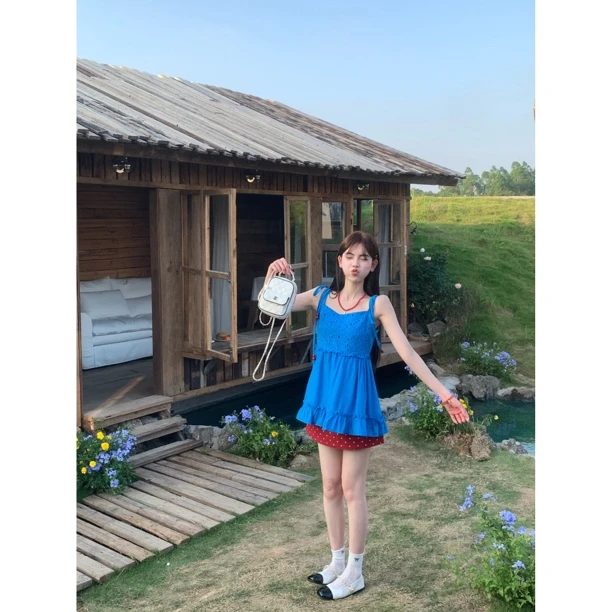 【赵小小&浪漫几何】27761 露背吊带背心宽松显瘦设计感纯色上衣