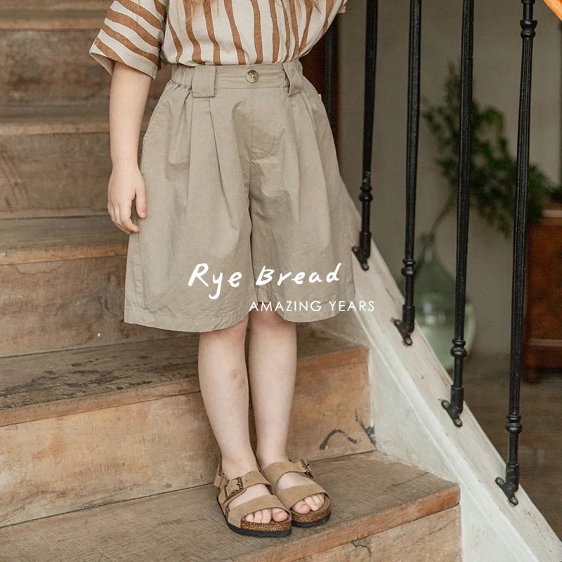 ryebread/黑面包童装 韩系舒适女小童宝宝宽松中裤休闲裤4夏