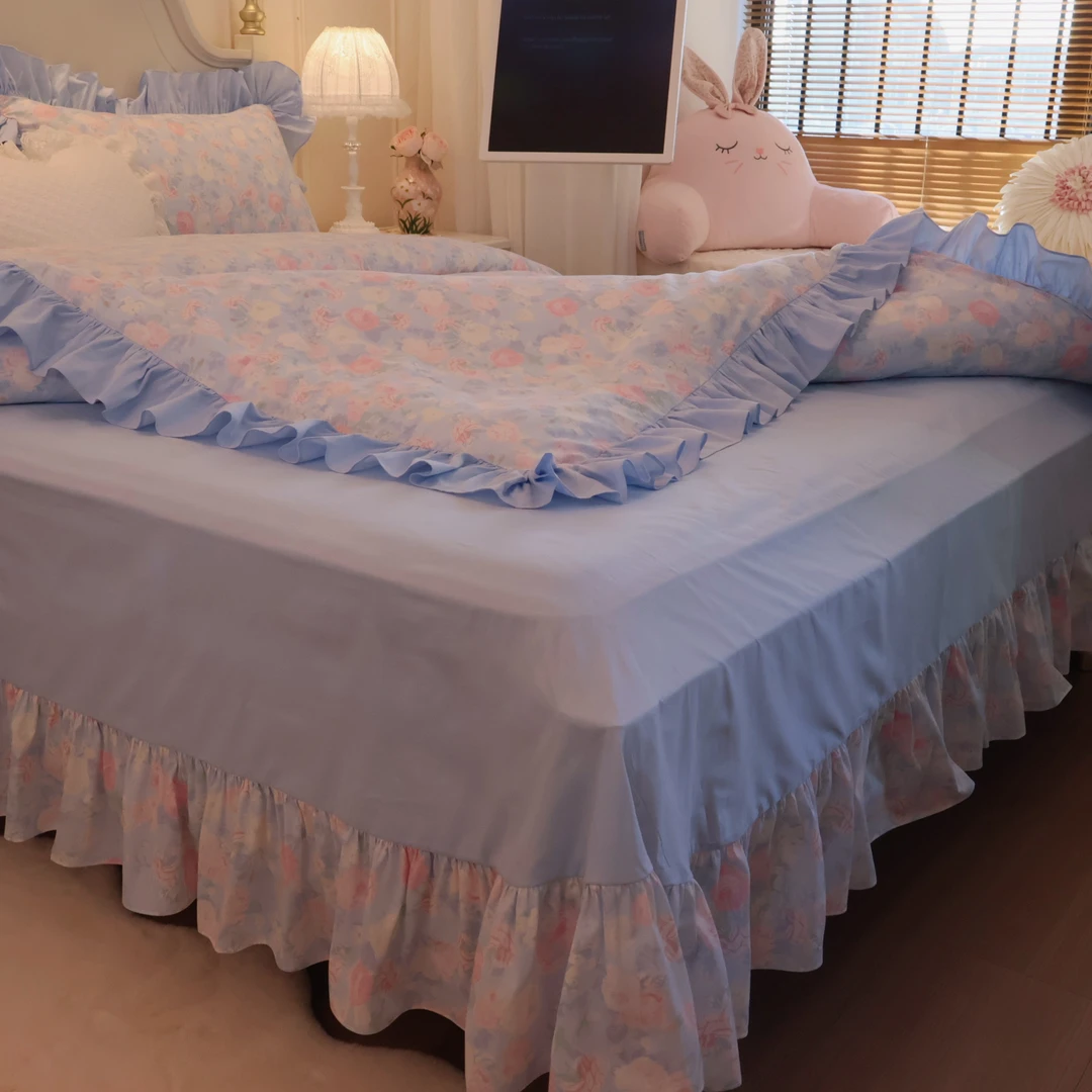 【真珍】全棉纯棉A类法式公主风荷叶边床上四件套