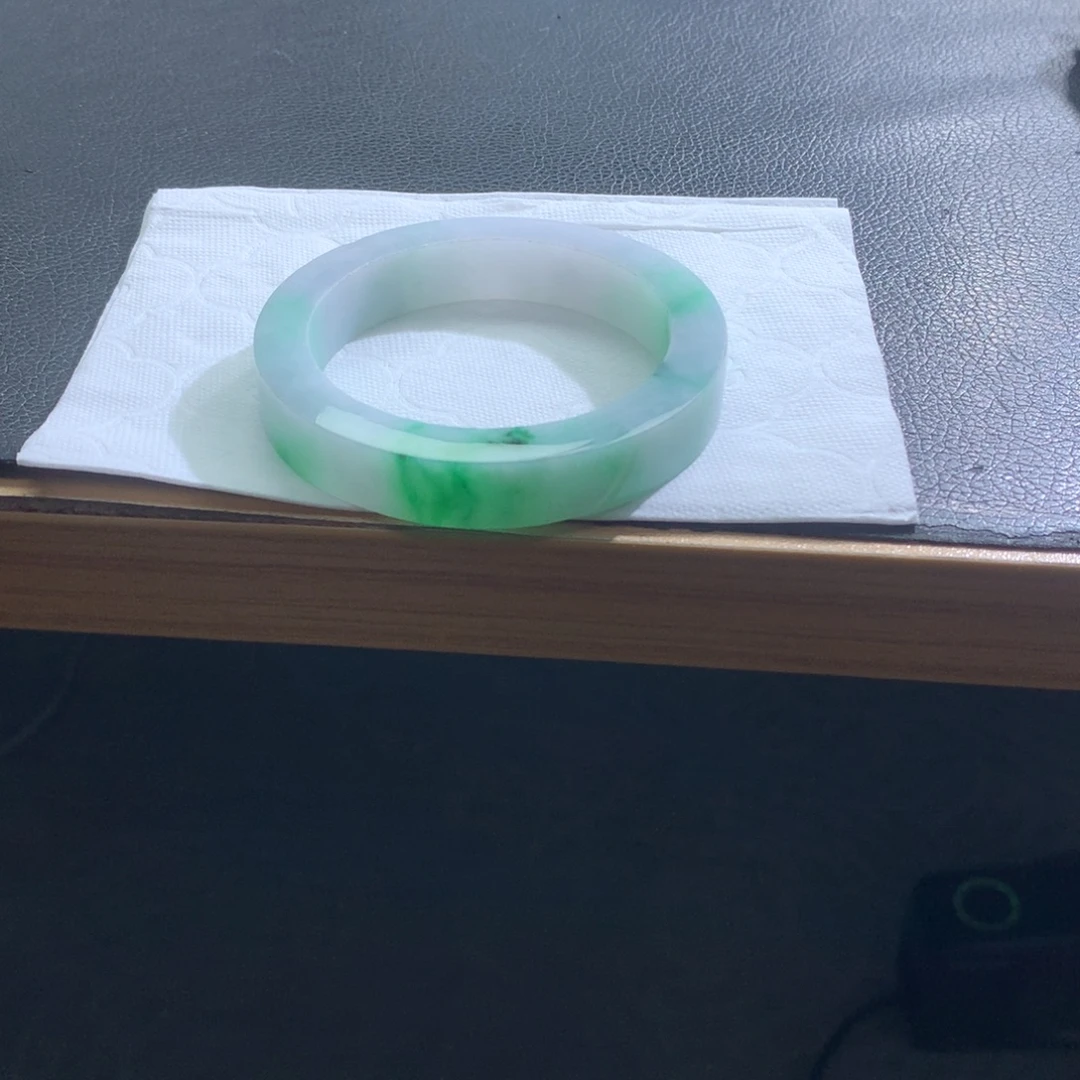 定制翡翠未镶嵌翡翠手镯白底青阳绿