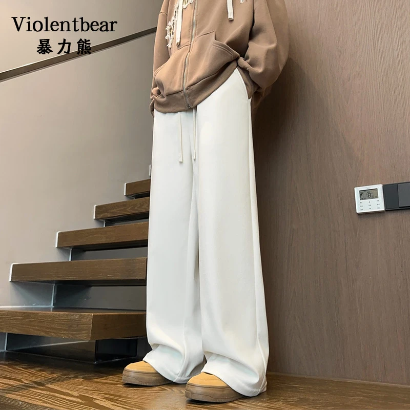 暴力熊秋冬季保暖中弹男生宽松休闲裤子垂感裤子2025宽松百搭卫裤