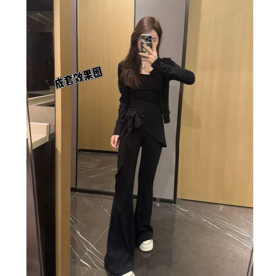 绑带收腰套装 小允姐姐2025新款时尚气质高级绑带收腰休闲套装
