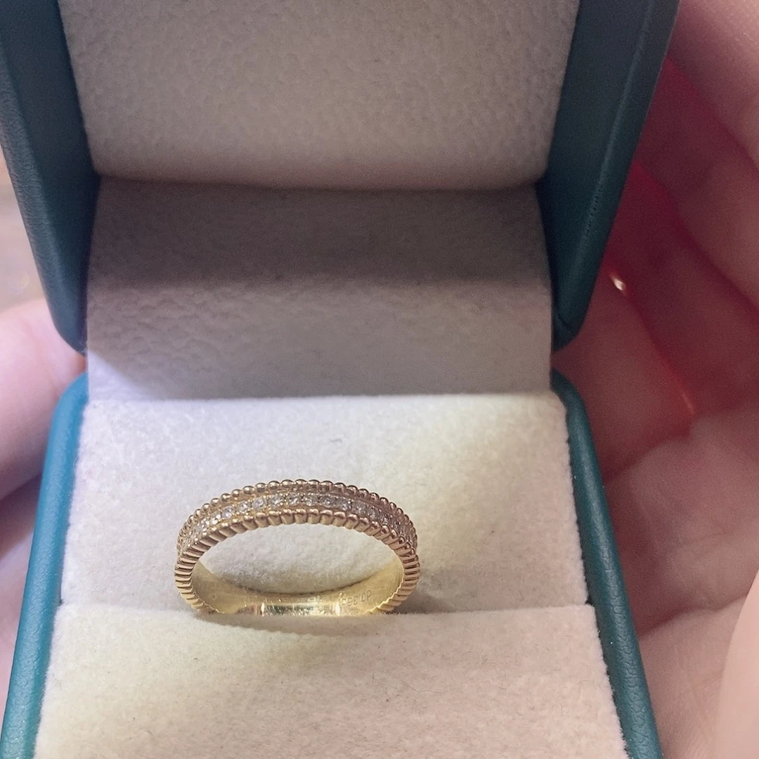 钻石戒指/指环18K金镶嵌珠珠戒指k玫14