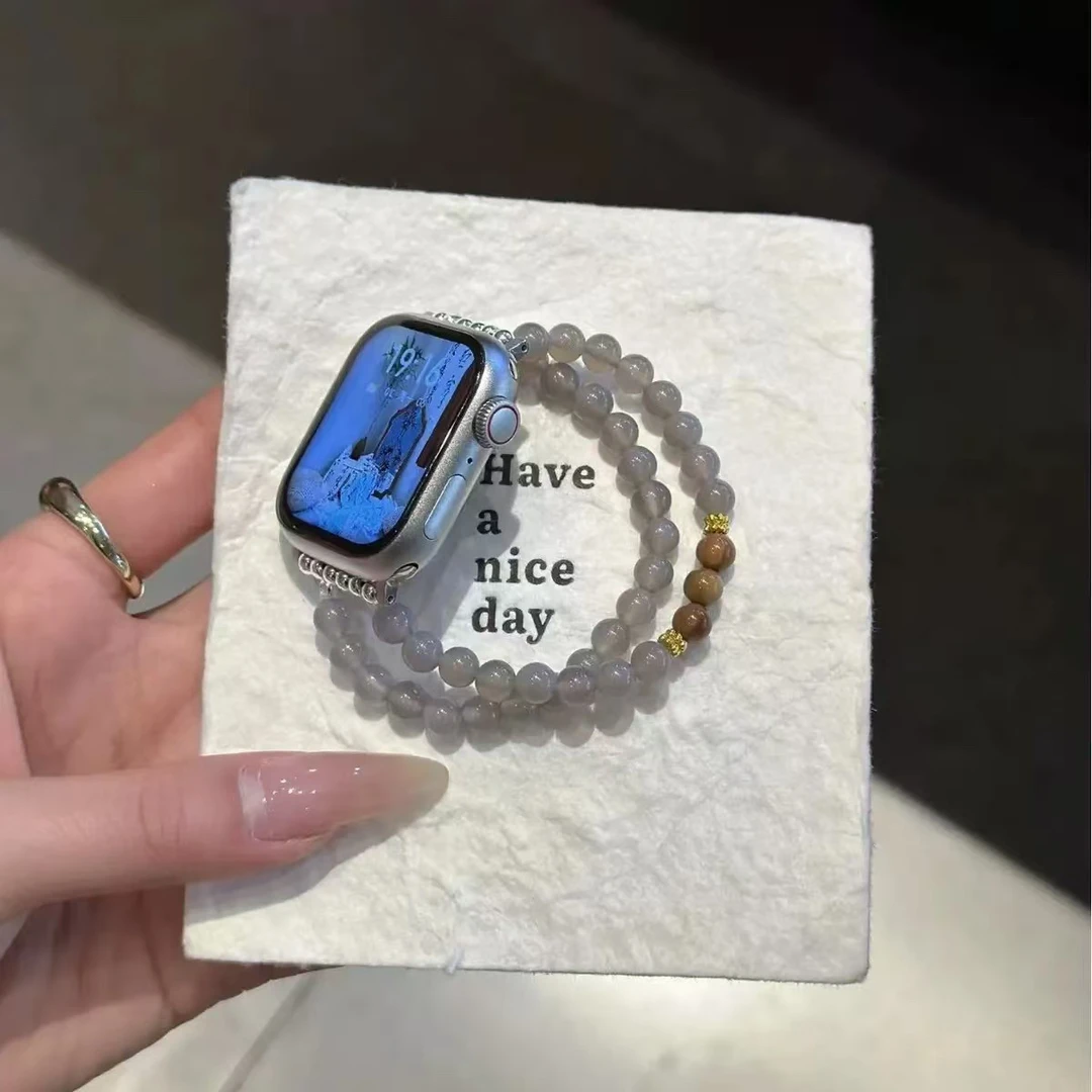 适用小米8/9Pro表带红米5/4/3轻奢新款琉璃拼檀木链s4/S3链条表带