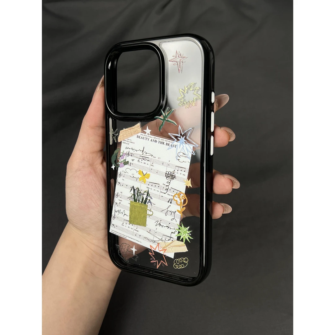 趣味创意涂鸦星星英文乐谱适用iPhone16Promax苹果151413手机壳