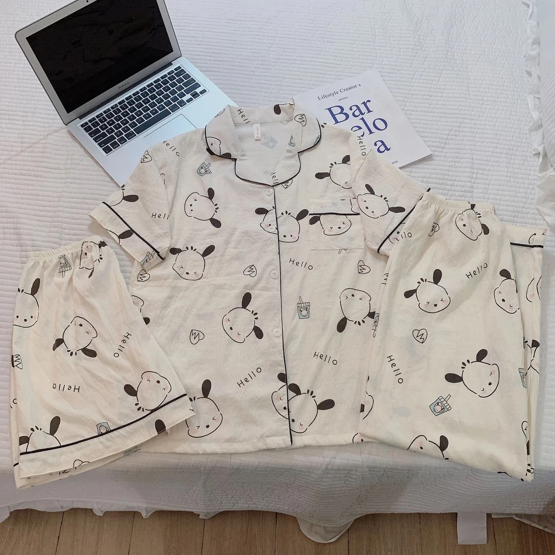 三件套/2025年云朵棉新款短袖睡衣女夏季可爱少女卡通宽松家居服