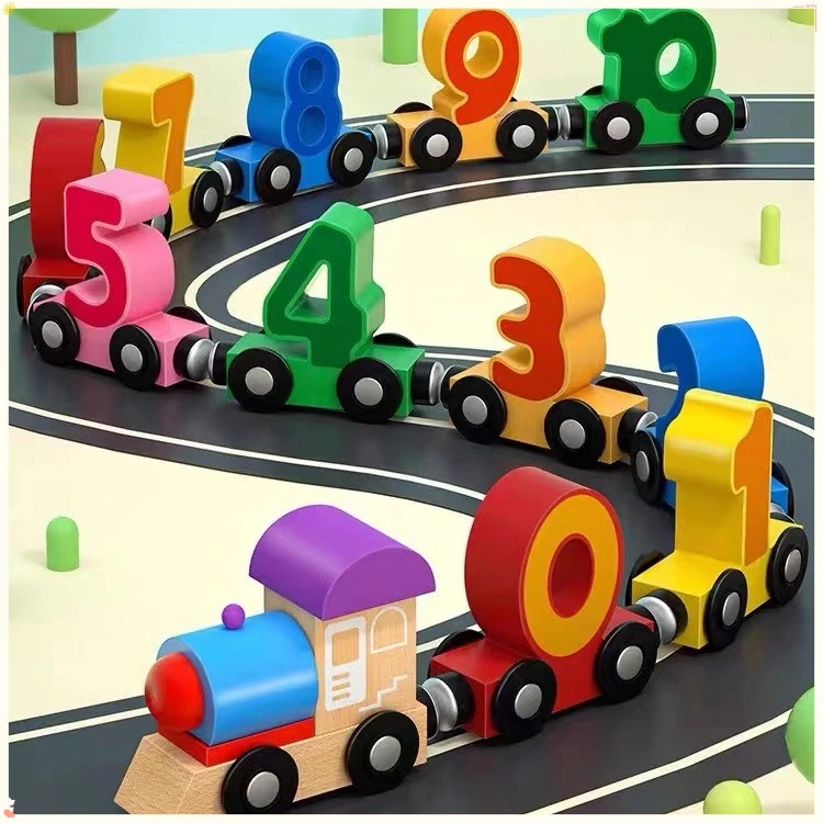 磁性数字小火车积木拼装车益智儿童木制玩具1-2岁3宝宝早教启蒙