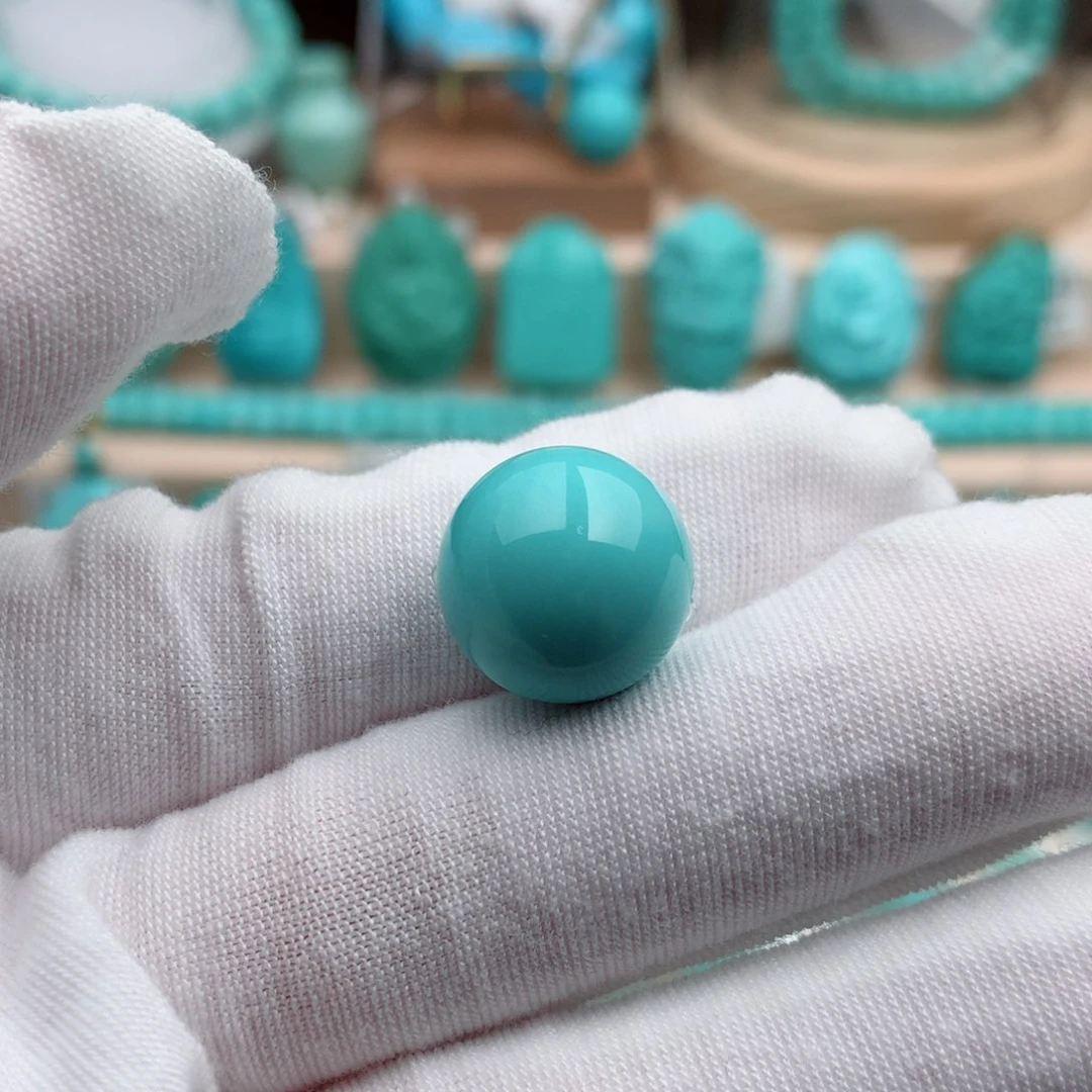 绿松石珠宝奇石未镶嵌14.8mm