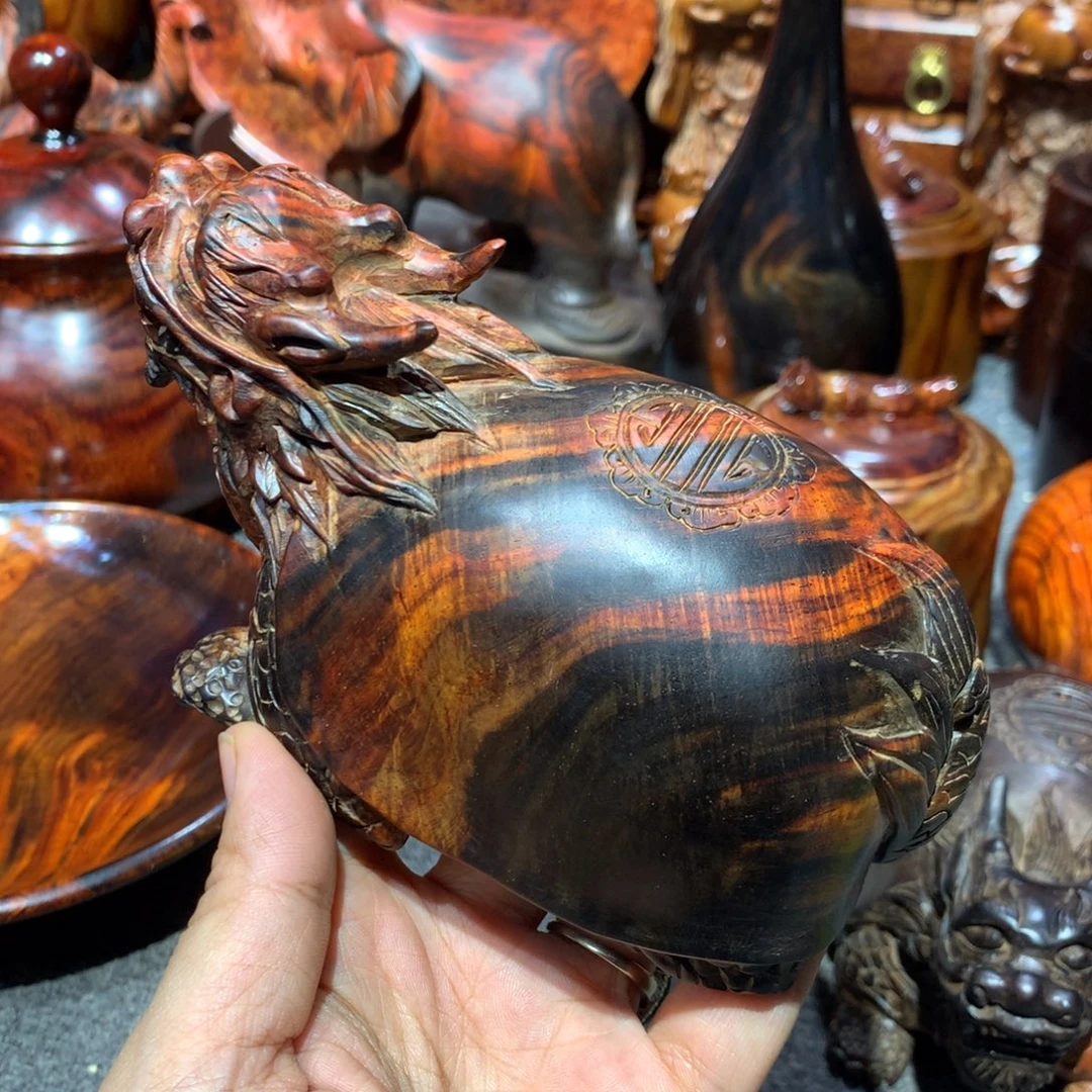 江***蓝木大红酸枝精美龙龟