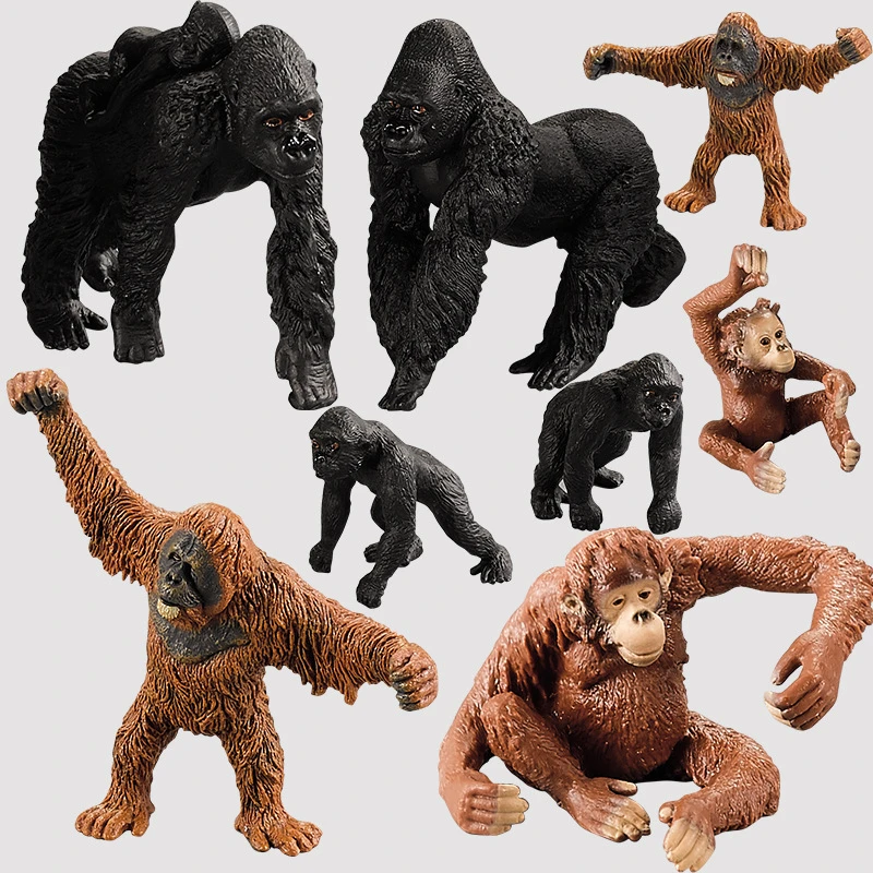 仿真野生动物猩猩狐獴山魈猴子狐猴模型塑胶玩具