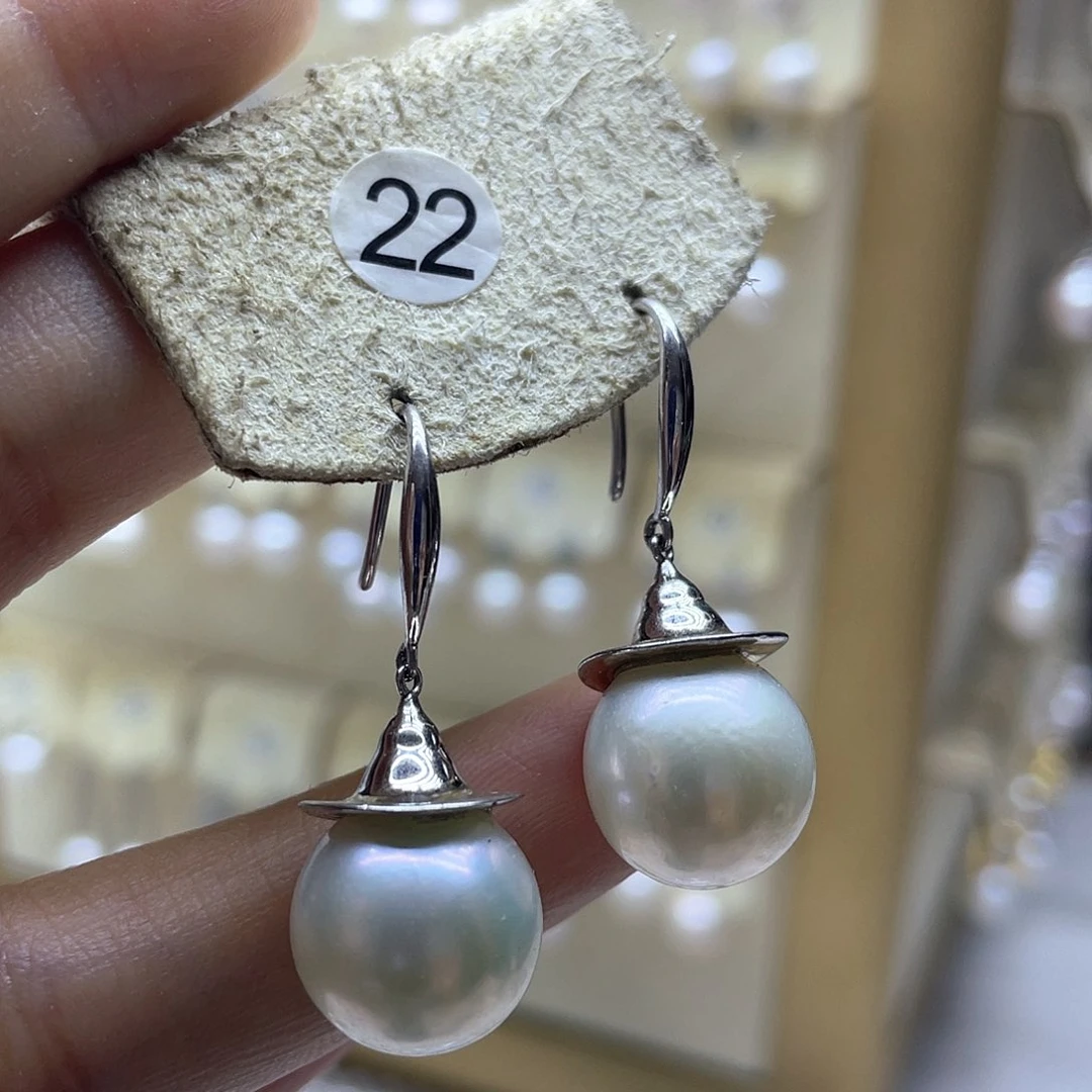 银S925镶嵌淡水珍珠耳饰