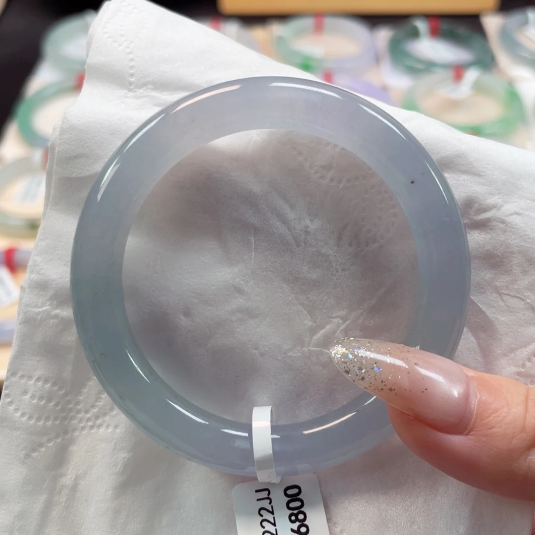 未镶嵌手镯翡翠50.6冰条茄紫透亮透肉种色毕业13号