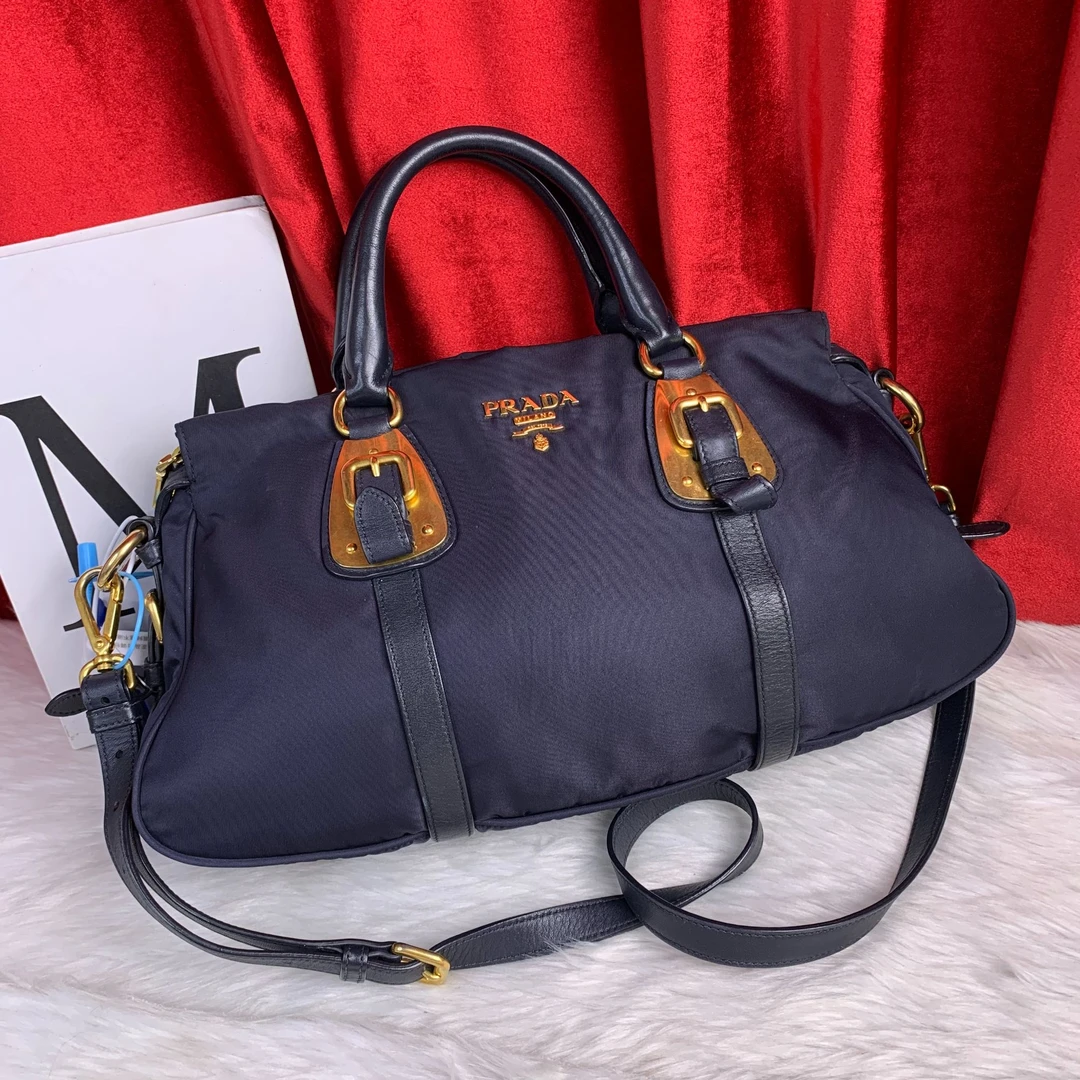 95新 Prada/普拉达 普拉达蓝金手提包/FYWJ09102303/2303