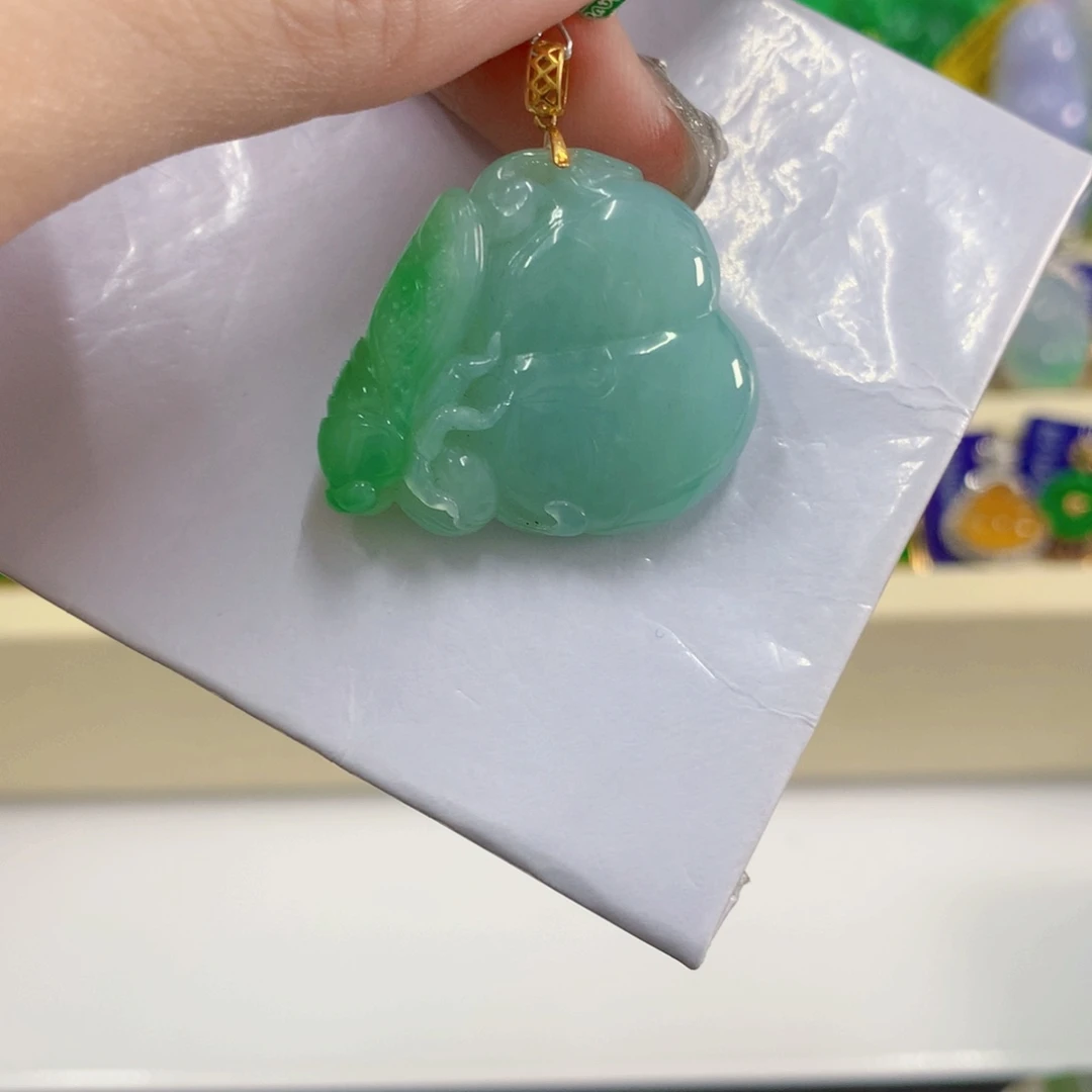 翡翠18K金镶嵌吊坠(不含链)