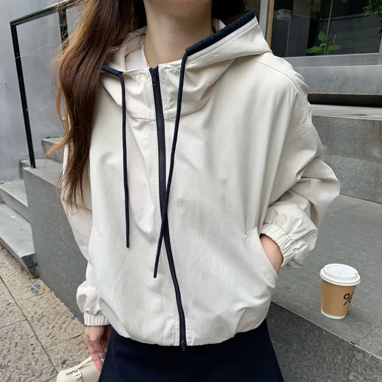 liyunzhen李允珍8251外套女2025秋冬韩版百搭宽松显瘦连帽冲锋衣