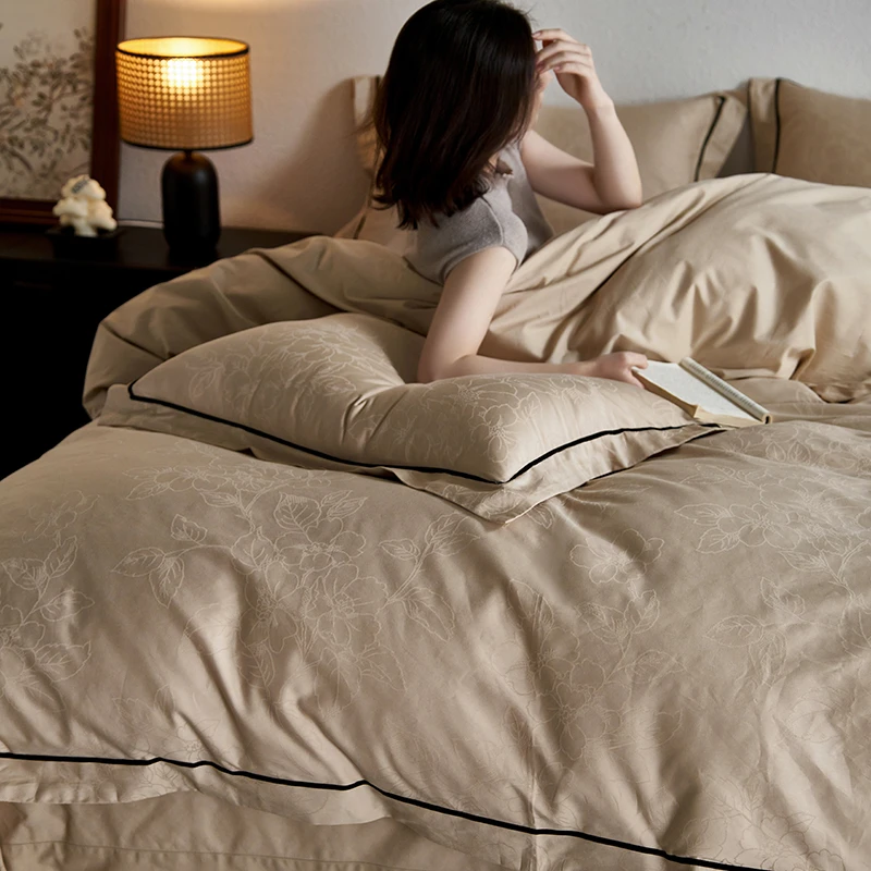 2025新款贡缎大提花长绒棉床单款四件套全棉纯棉轻奢高档床上用品