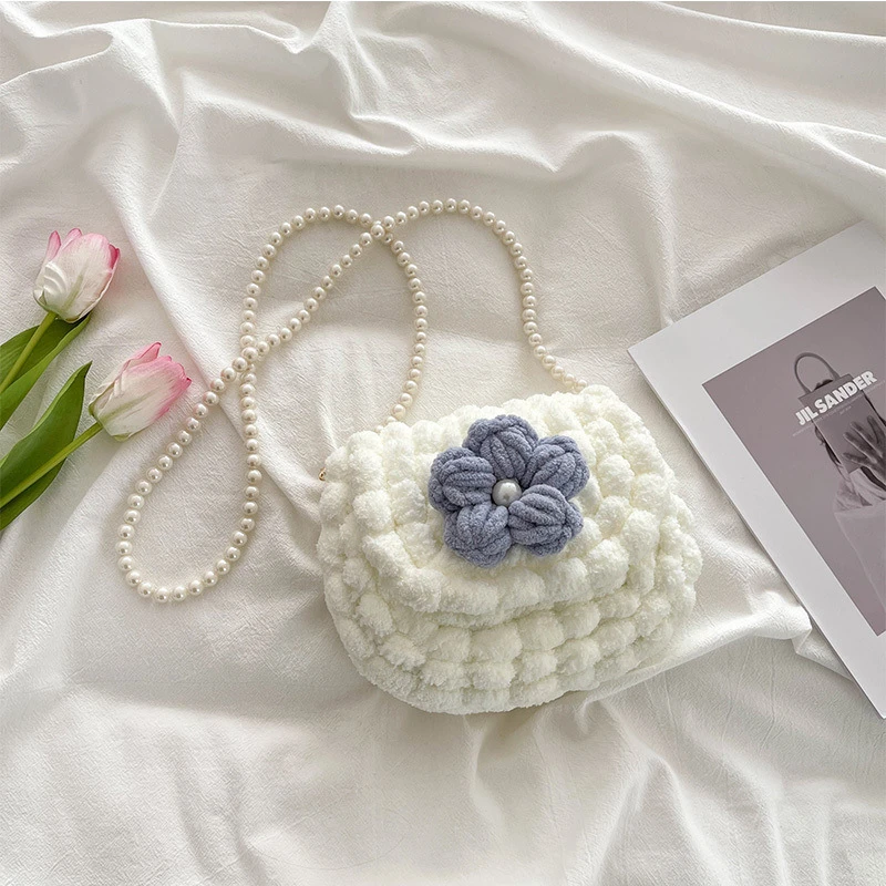 编织包包钩织毛线自制礼物泡芙花球球手工手织送diy材料包女朋友