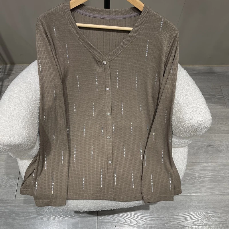 【现货仅上衣】PWD32310秋季新款烫钻高级感针织衫大码女装