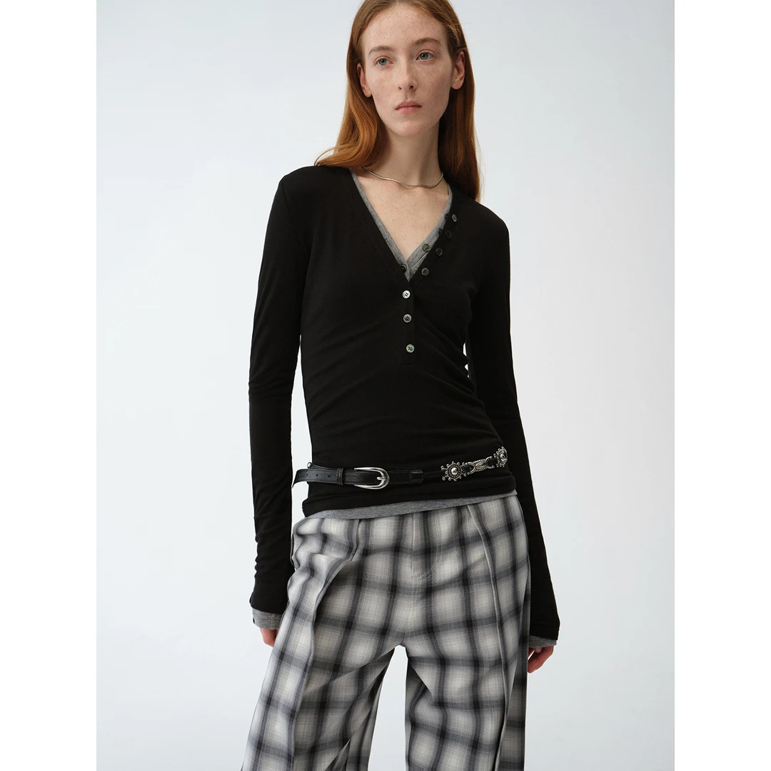 [时髦搭子]付智恩  纯粹时尚 多领型修身针织衫春