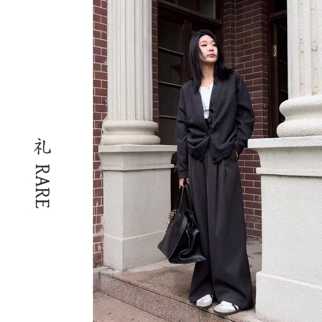 【汐悦】灰西裤灰西裤极简百搭直筒灰西裤 QK103