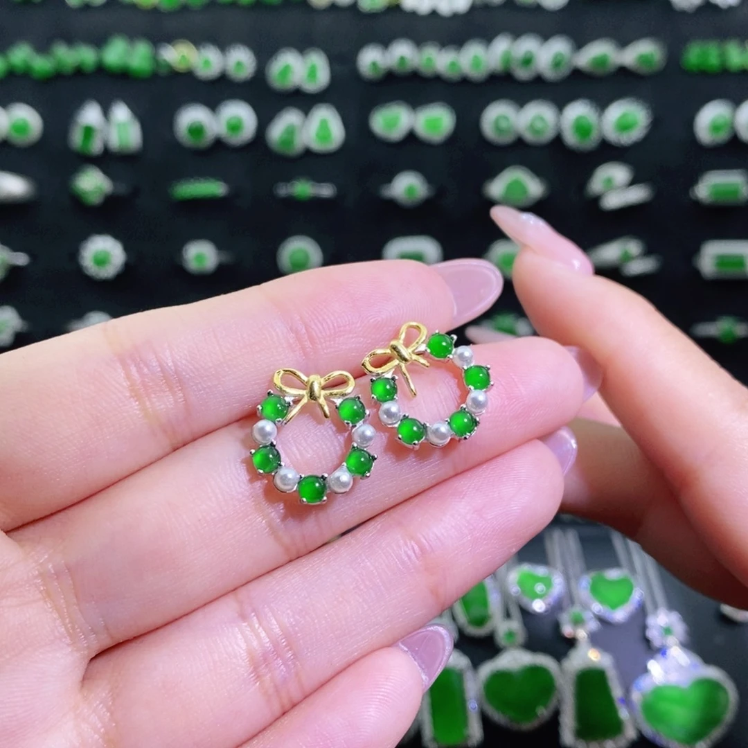 翡翠银S925镶嵌耳饰多样性