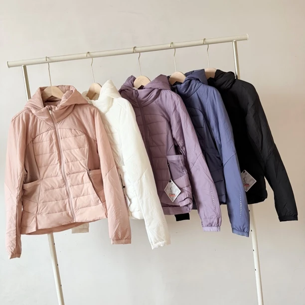 LU秋冬款down for it all轻薄90白鸭绒修身戴帽羽绒外套棉服上衣