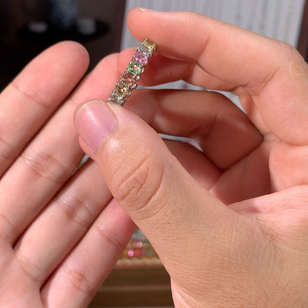 碧玺戒指银S925镶嵌