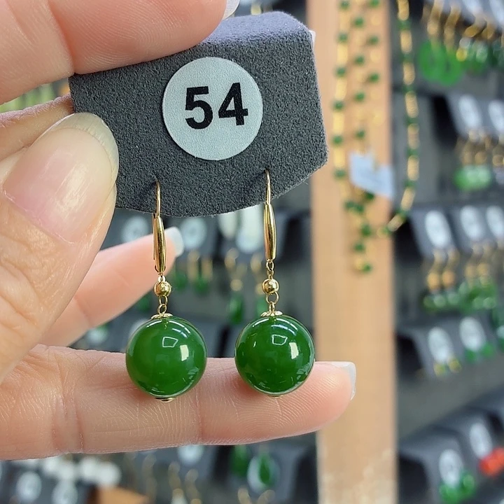 18K金镶嵌和田玉耳饰