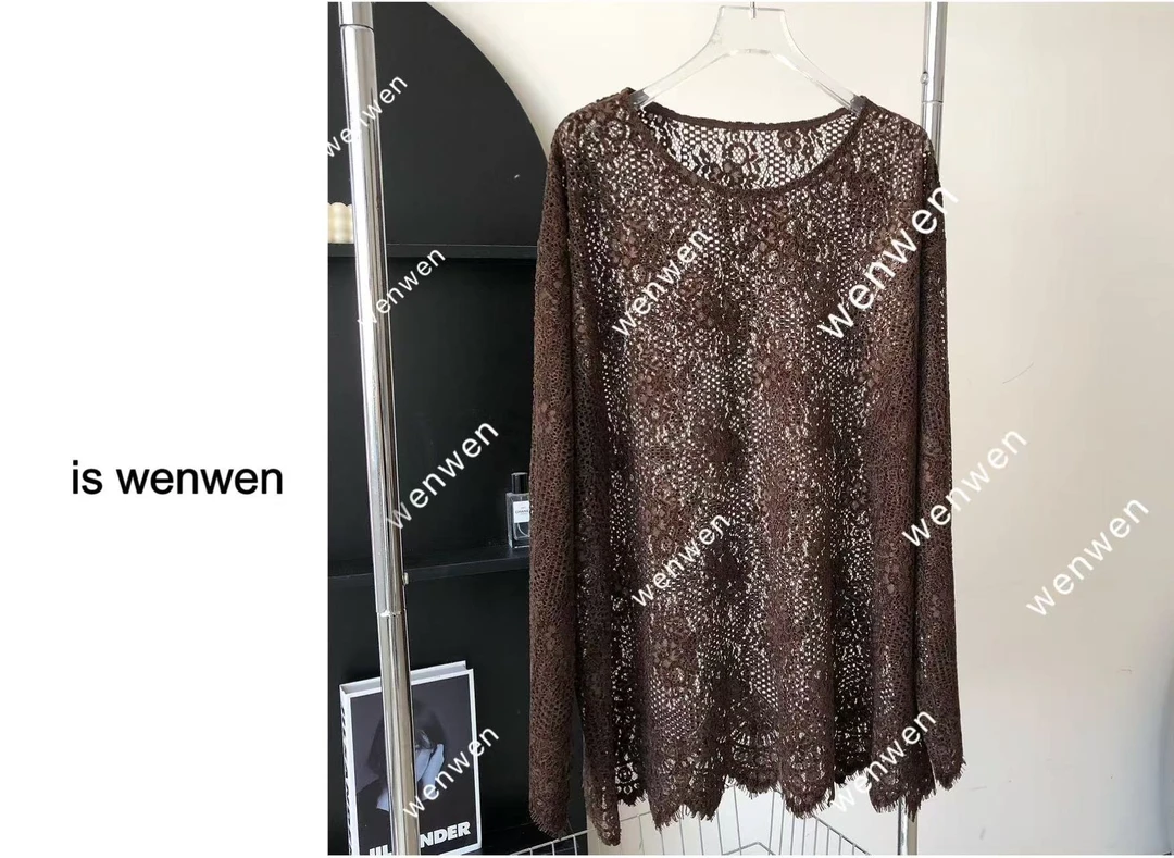 【WEN】 薄雾衫野  秋季新款时尚圆领蕾丝衫宽松显瘦上衣 YS1039