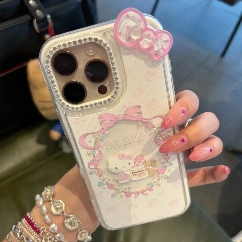 蝴蝶结小熊kt猫咪适用于iPhone16promax手机壳15少女14可爱13卡通